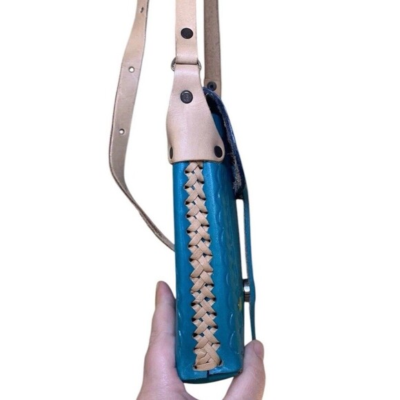 Colorful Leather Crossbody Purse Mini Bag Made In Mexico Tooled Floral Festival - Picture 6 of 9